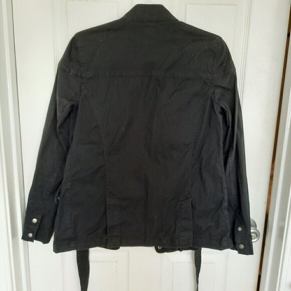 Tribal Denime Women's Black Denim Coat Military Style Size Small - Picture 6 of 9